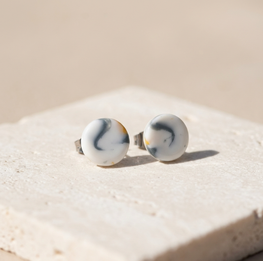 Clous d'oreille en porcelaine collection Marble Duo pour femme