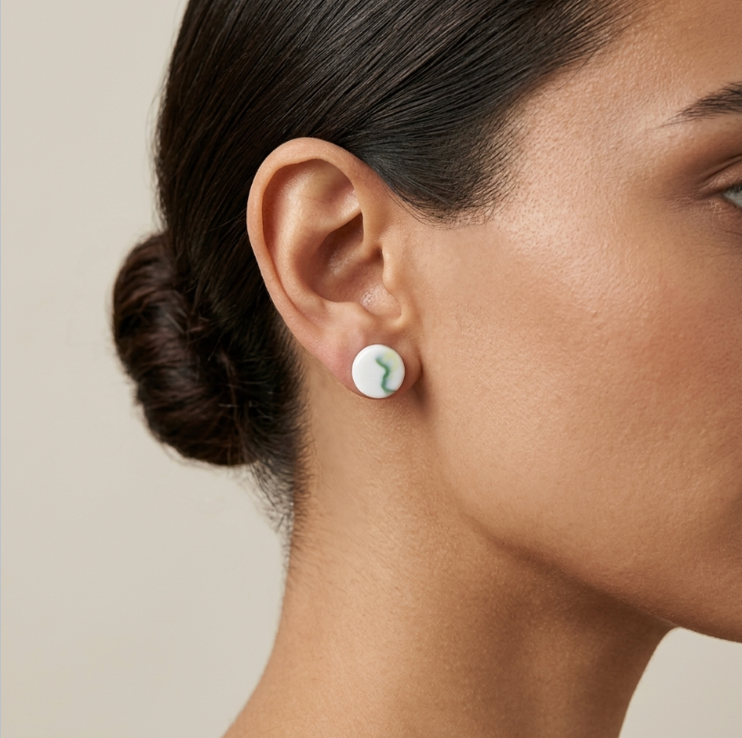 Clous d'oreille en porcelaine collection Marble Duo pour femme
