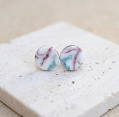 Marble duo collection porcelain stud earrings for women
