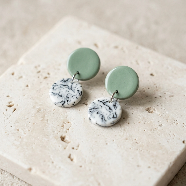Contrast S collection porcelain earrings for women