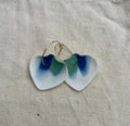 Créoles Marie Courtillat en porcelaine, pendentifs cœur bleu dégradé