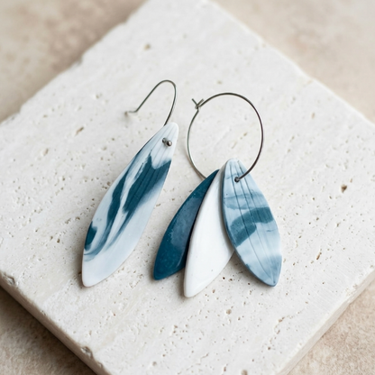 Asymmetrical porcelain earrings Dahlia collection for women