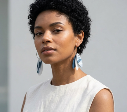 Asymmetrical porcelain earrings Dahlia collection for women