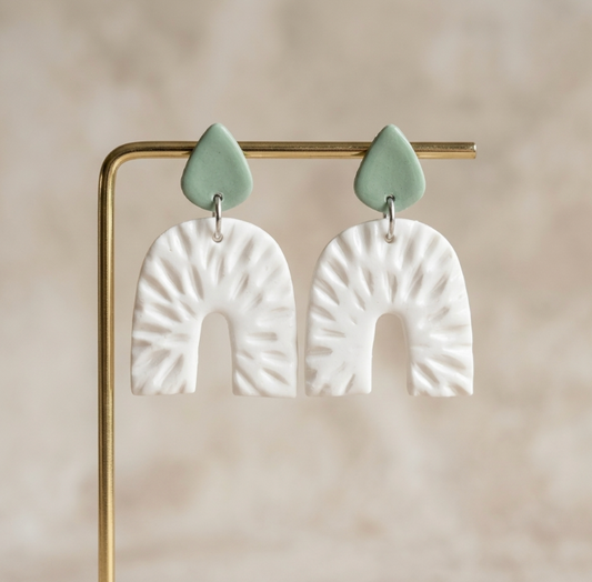 Boucles d'oreille Istanbul en porcelaine blanche et colorée