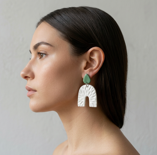 Boucles d'oreille Istanbul en porcelaine blanche et colorée