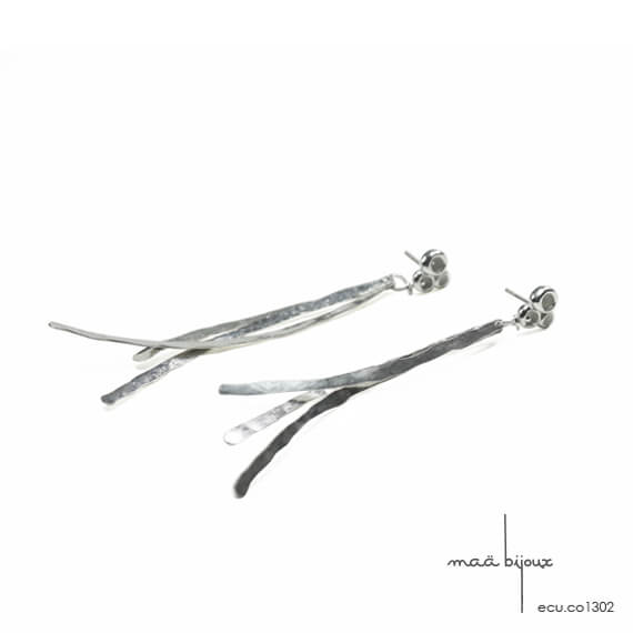 Boucles d'oreilles pendantes en argent massif avec pampille