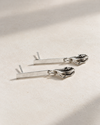 Bar and wave charm earrings, in recycled sterling silver