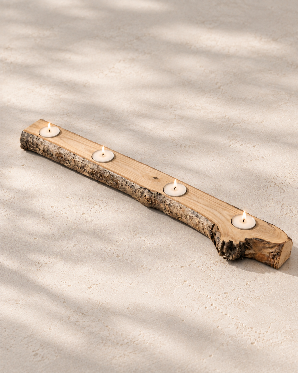 Candle holder / Rustic candle stand in solid ash wood