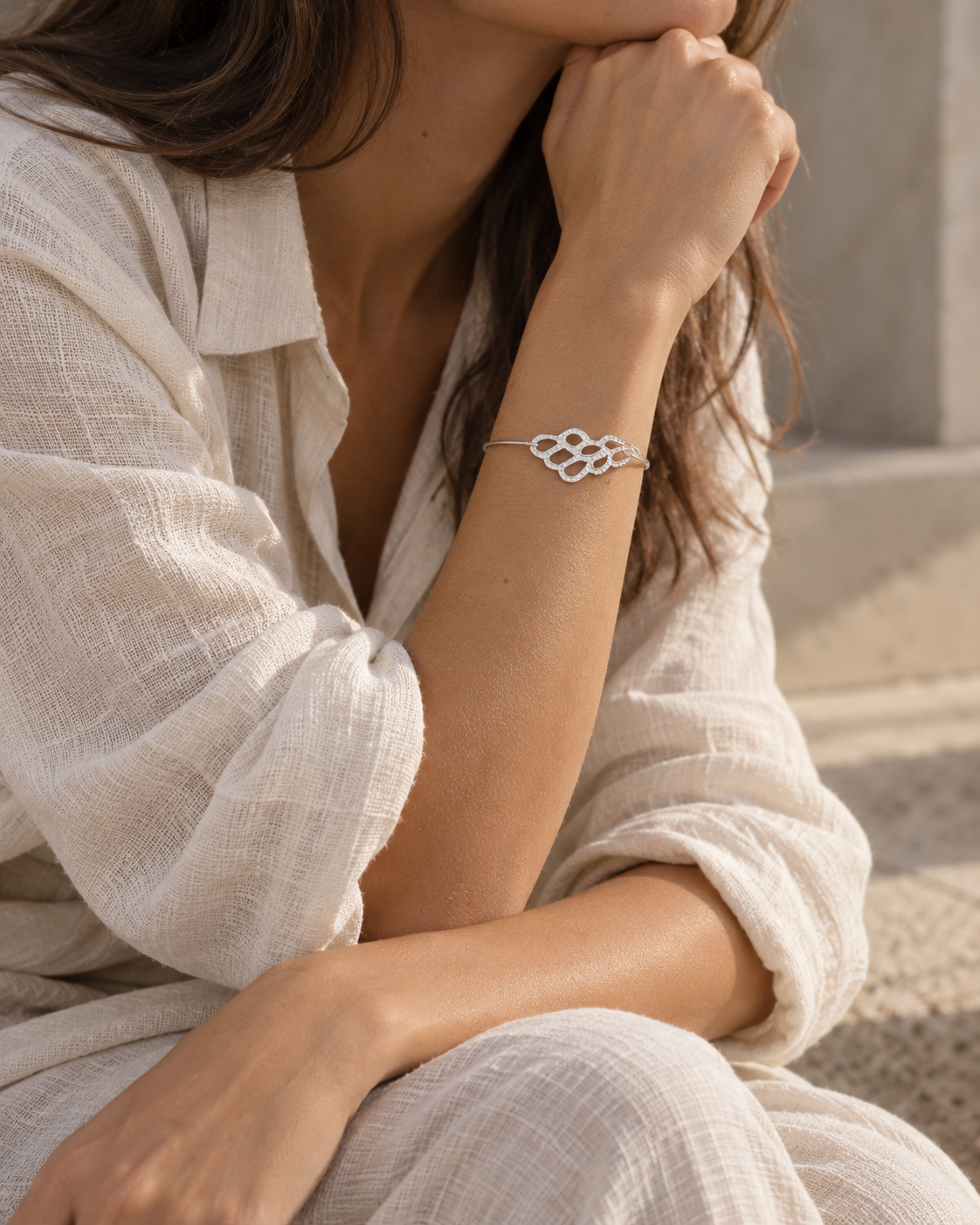 Jonc dentelle en argent massif recyclé