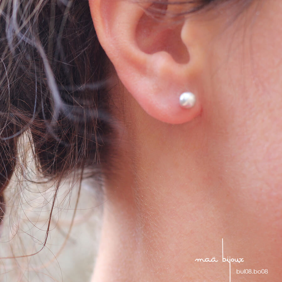 boucles d'oreille bulle en argent massif recyclé maa bijoux