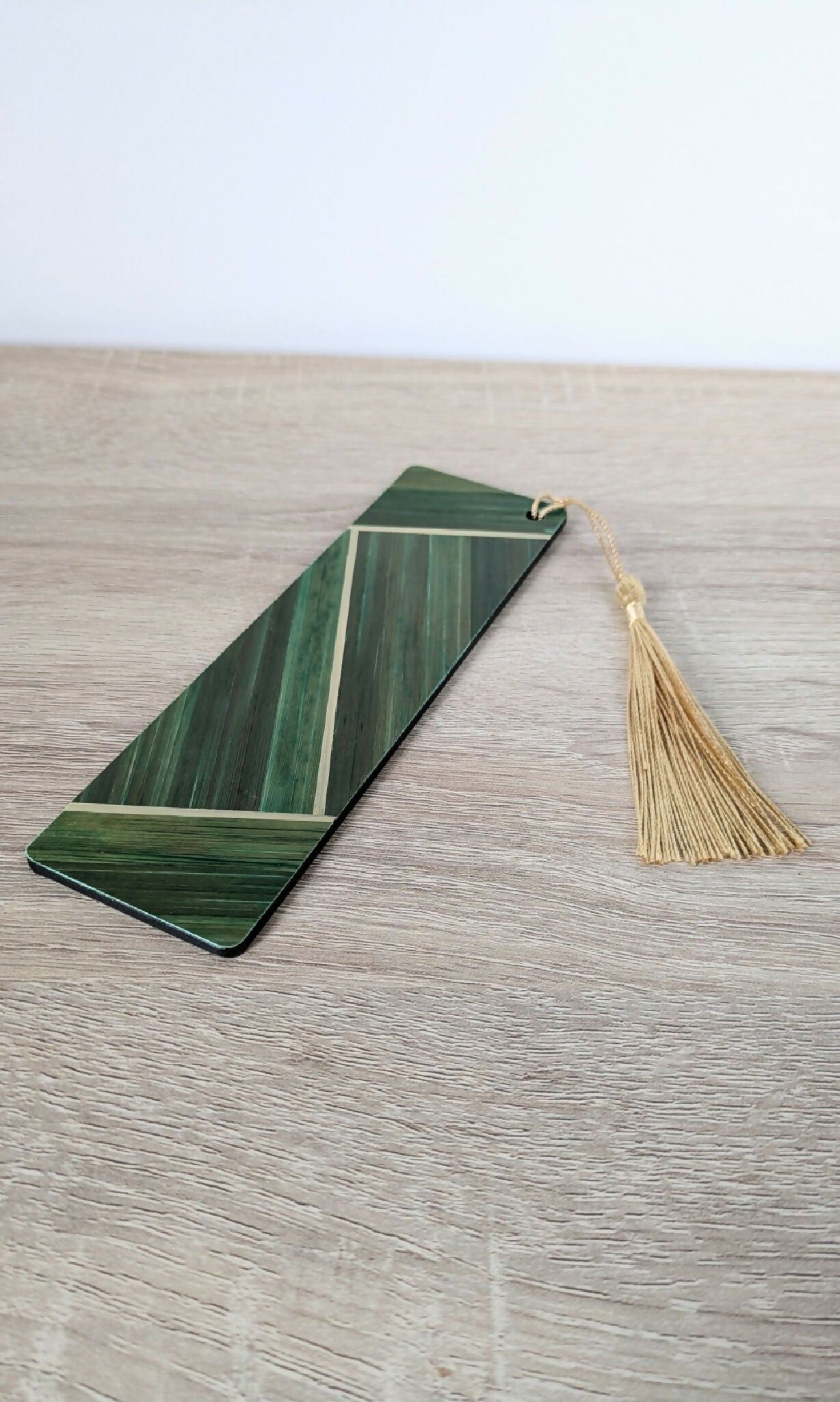 Marque-pages avec marqueterie de paille Vert/Gris Anthracite/Beige