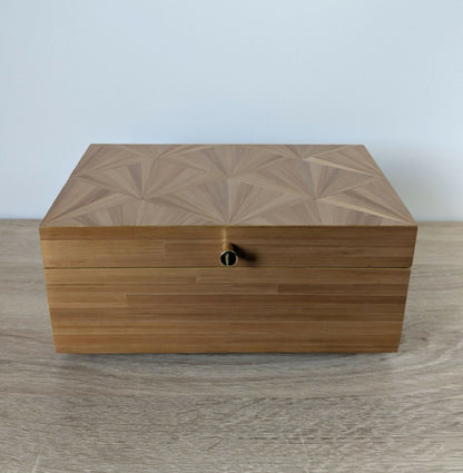 Coffret avec Marqueterie de Paille - Motif éventail Art Déco Doré