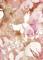 Aquarelle originale, gros plan de fleurs abstraites beiges, roses et blancs