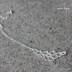 Solid 925 sterling silver horizontal lace necklace