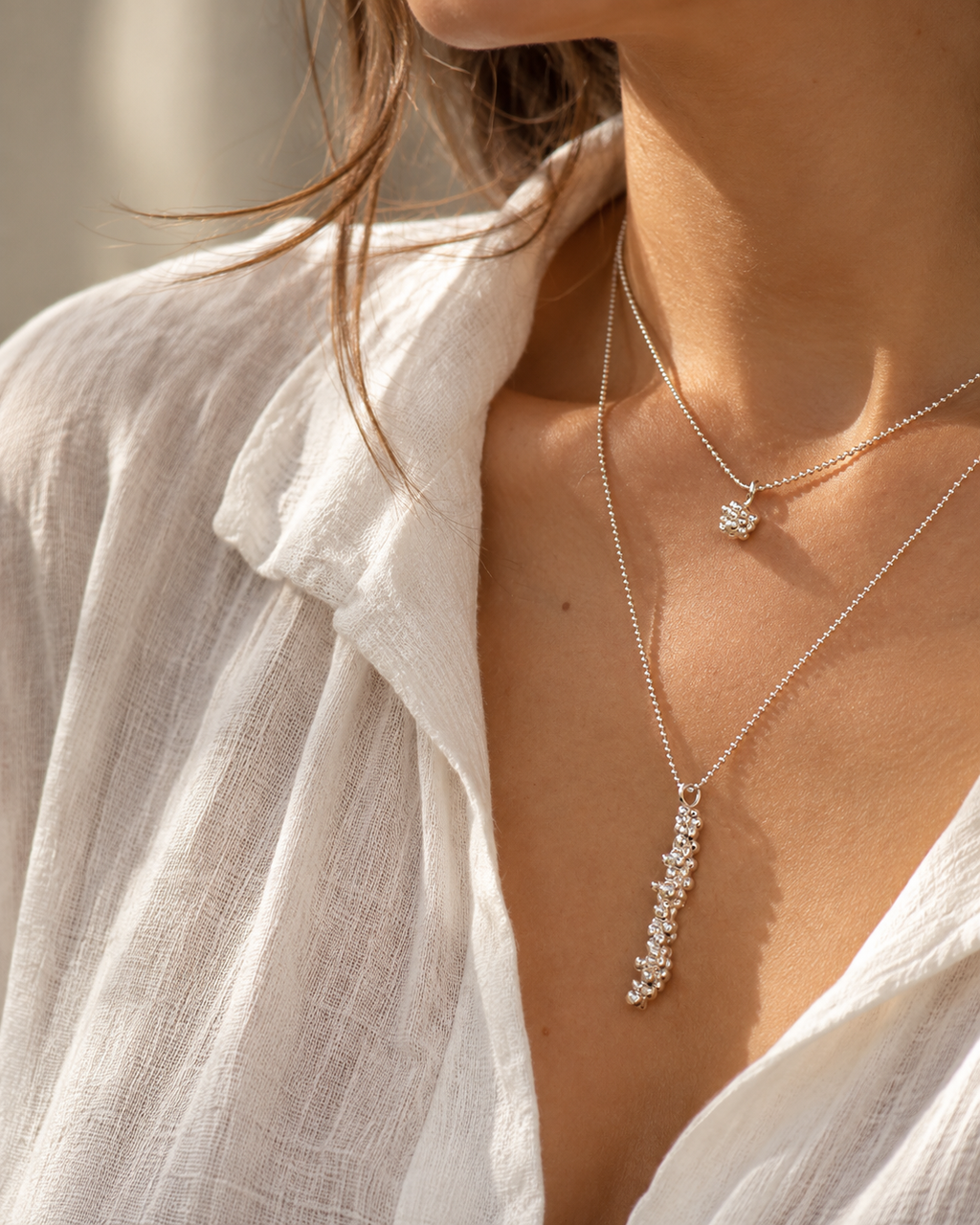 Collier bulle minimaliste en argent massif