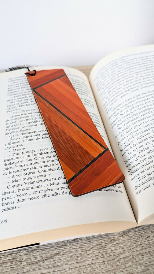 Marque-pages avec marqueterie de paille Orange/Gris Anthracite/Jaune