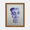 Affiche encadrée avec portrait stylisé bleu et violet