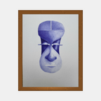 Affiche encadrée motif portrait bleu