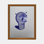 Affiche encadrée avec illustration tête de créature bleue