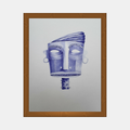 Affiche encadrée BIC#6 : visages stylisés bleus sur fond clair