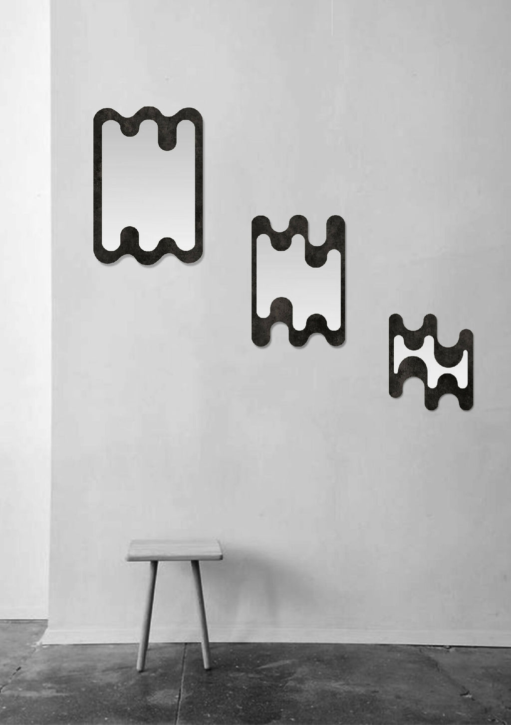 Lot de 3 décorations murales en forme de nuage, métal noir.