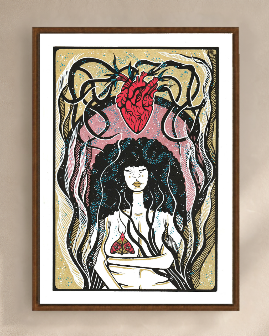 Illustration Corps à cœur de Diane Painson, mise en scène murale