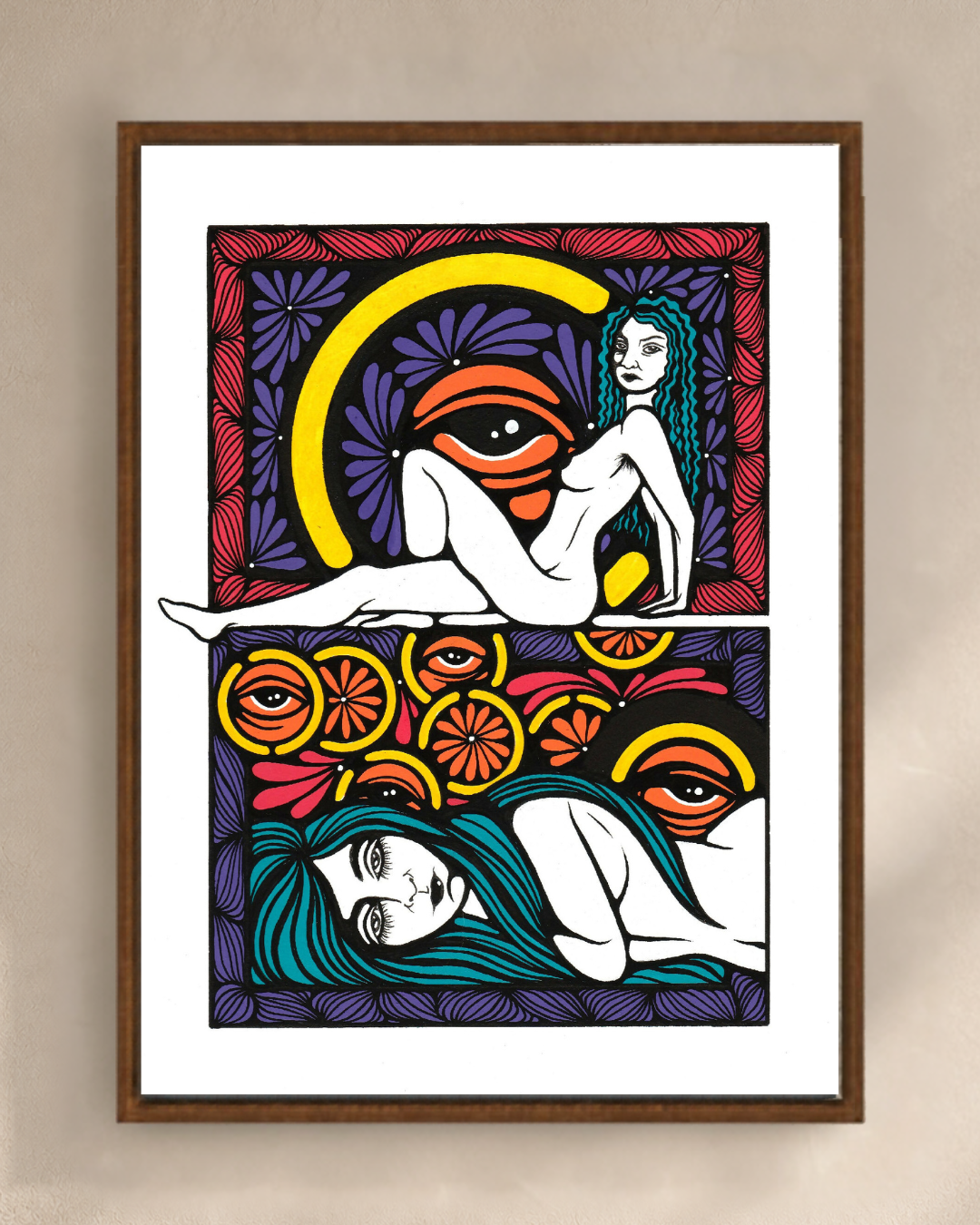 Illustration Mythes de Diane Painson, mise en scène murale