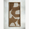 Tableau abstrait brun et blanc en cadre bois rectangulaire