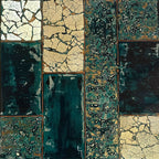 Panneau textile abstrait en patch à motifs craquelés, vert foncé