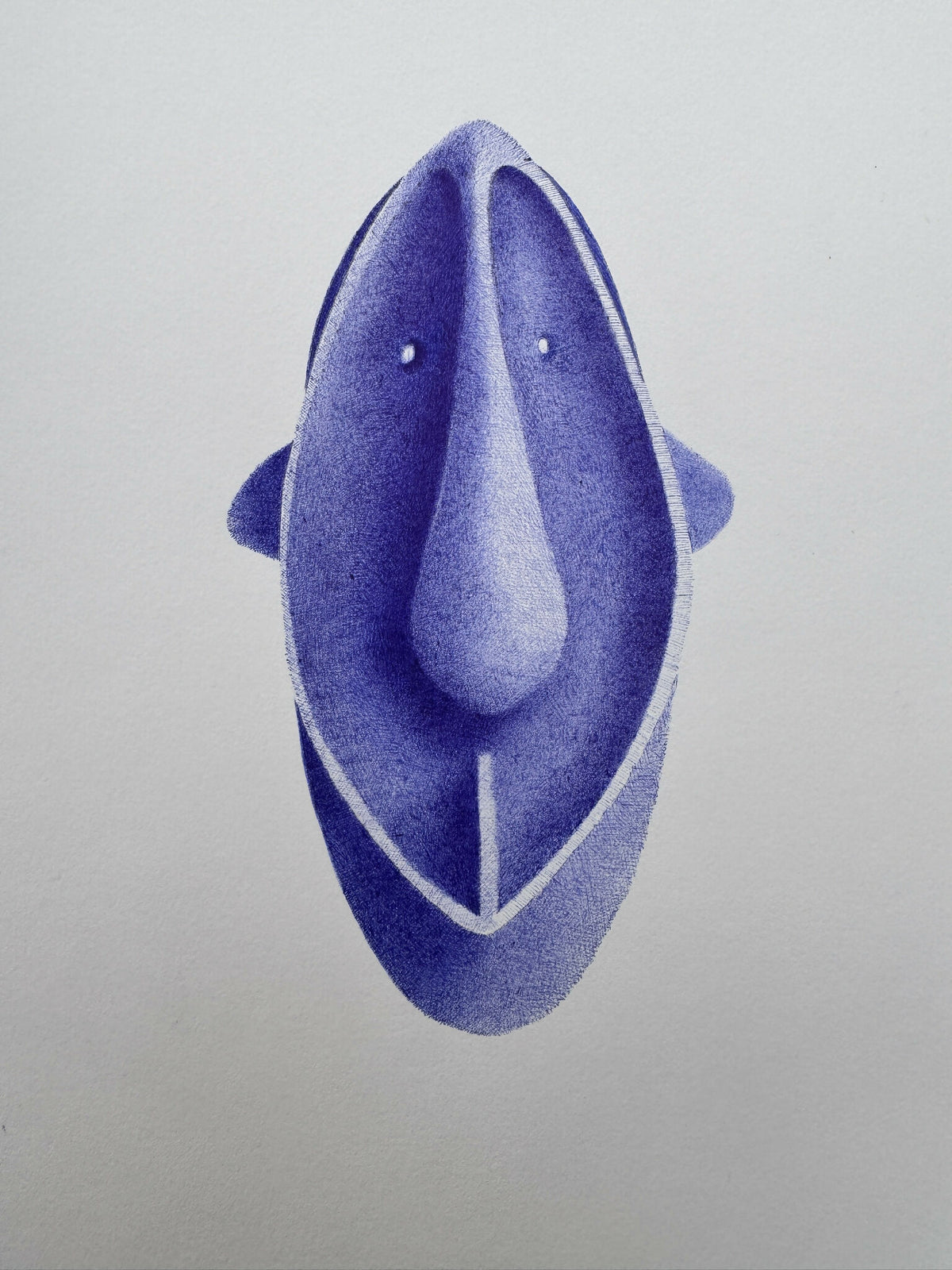 Pièce Bic#7 en forme de goutte bleue, contour blanc et deux petits trous