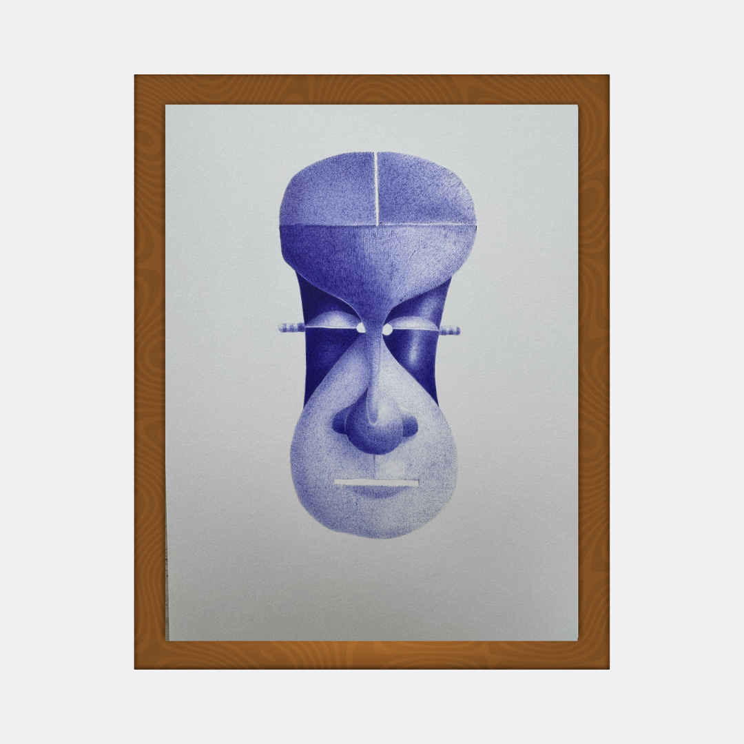 Affiche encadrée motif portrait bleu
