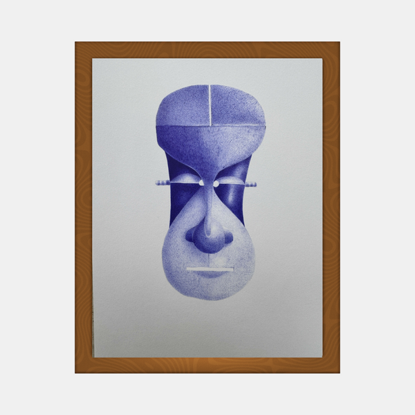 Affiche encadrée motif portrait bleu