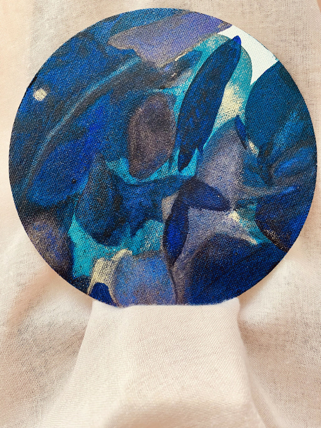 Encre « Blue mood » : tache abstraite bleue et cyan, forme circulaire