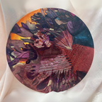 Disque circulaire d’encre artistique, motif de minotaure ailé multicolore