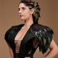 Epaulettes uniques en plume naturelles noir