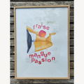 Affiche encadrée rectangulaire : femme stylisée aux bras levés et typographie « mangue passion »