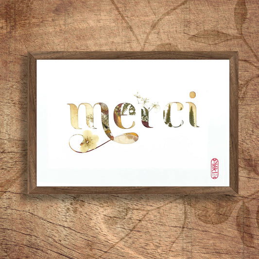 Tableau- Merci - A4 - plantes séchés