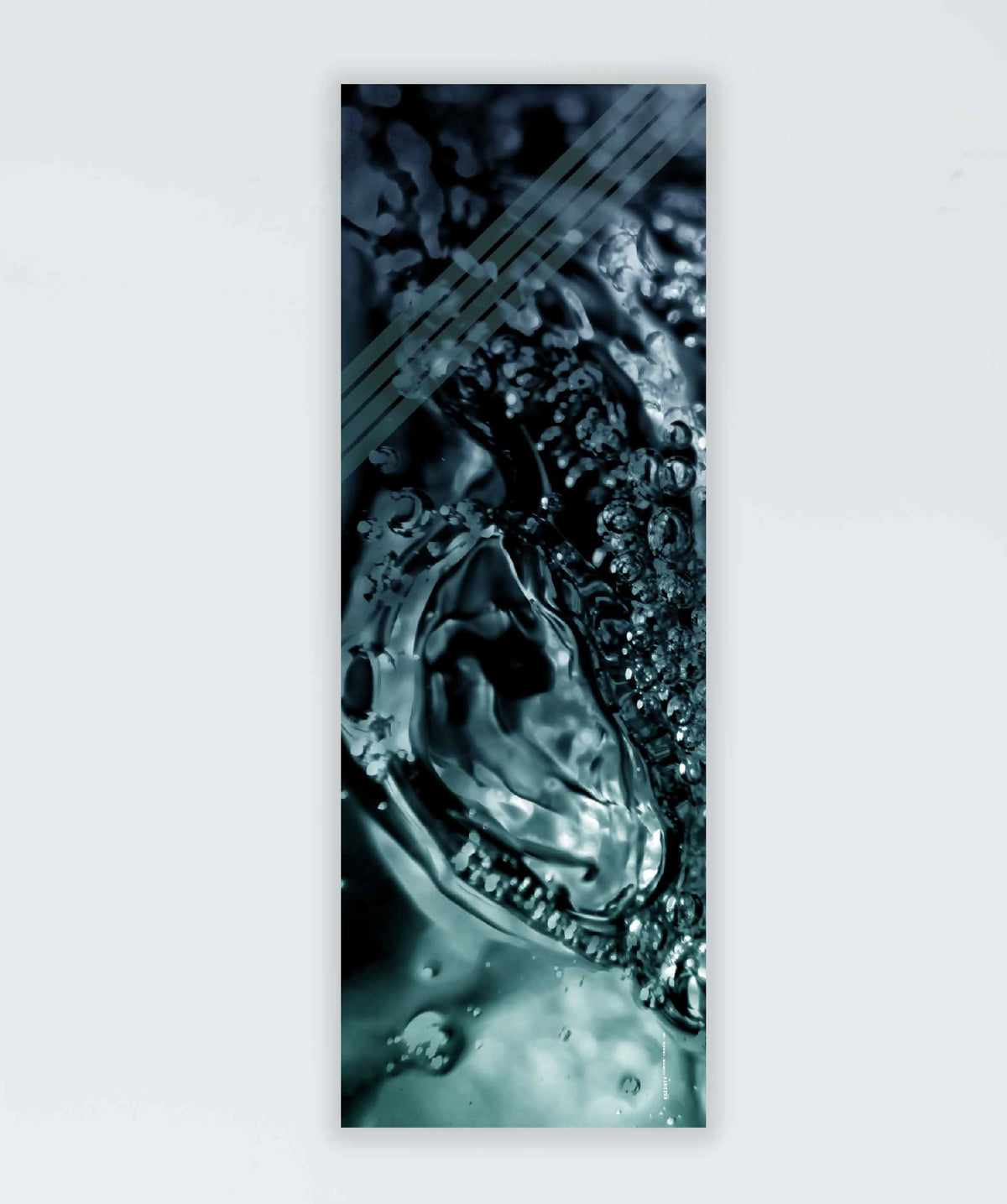 Écharpe en satin turquoise, gros plan sur le motif abstrait et la brillance