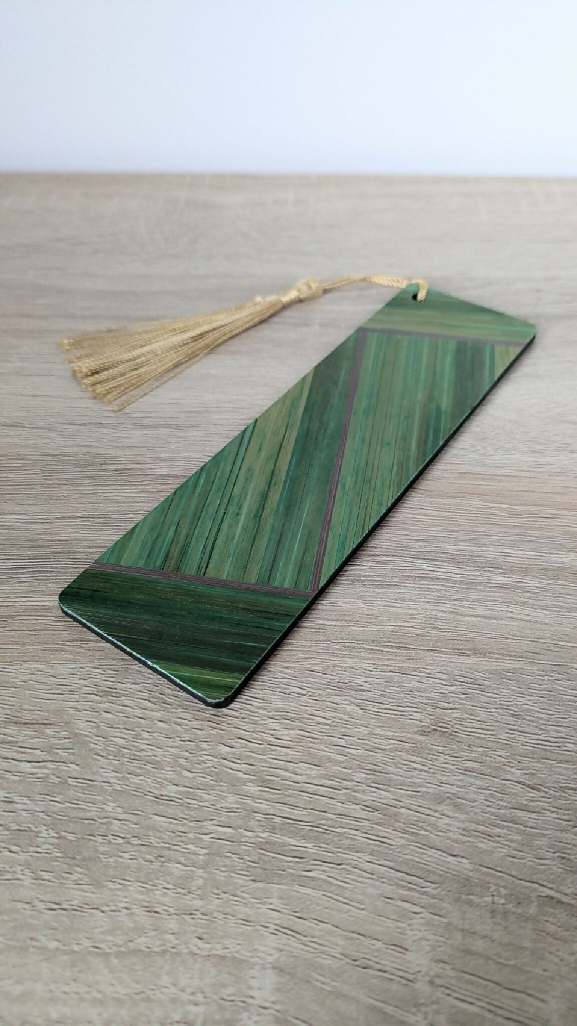 Marque-pages avec marqueterie de paille Vert/Gris Anthracite/Beige
