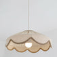 Suspension "Cosette" en Tissu Uni Beige Classic - Abat-jour Festonné Style Vintage Made in France