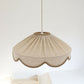 Suspension "Cosette" en Tissu Uni Beige Classic - Abat-jour Festonné Style Vintage Made in France