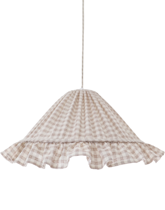 Suspension conique Emilia avec volant chic : lumière douce en coton tissé vichy