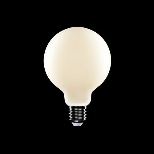 Ampoule LED G95 effet porcelaine, globe opale diffusant, base à vis
