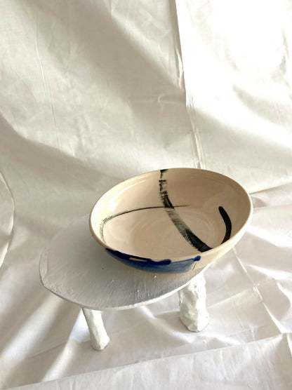 BLUE STONEWARE BOWL "THINGS FOR THE HOME"