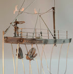 Maquette du Titanic en acier recyclé, détail du pont avec pièces moulées et cordages