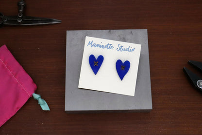 Blue heart earrings