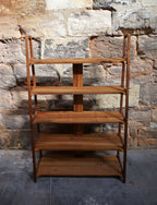 Bibliothèque en bois à 4 étagères ouvertes, structure robuste avec montants