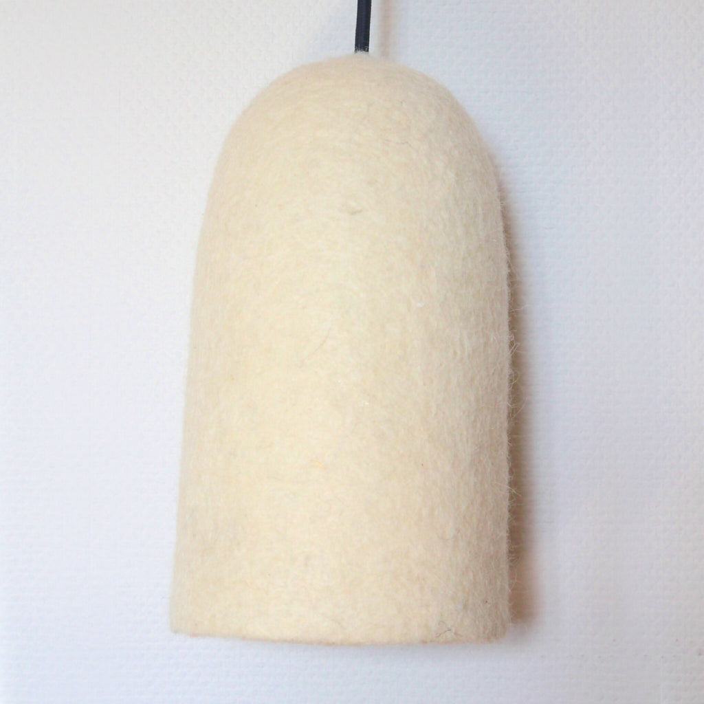 Abat-jour de lampe lanterne en feutre beige, vue de dessus