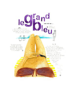 Affiche avec illustration du dos et typographie « le Grand Bleu »