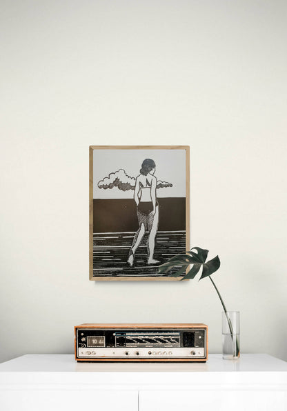 linogravure horizon fait main par artiste francaise